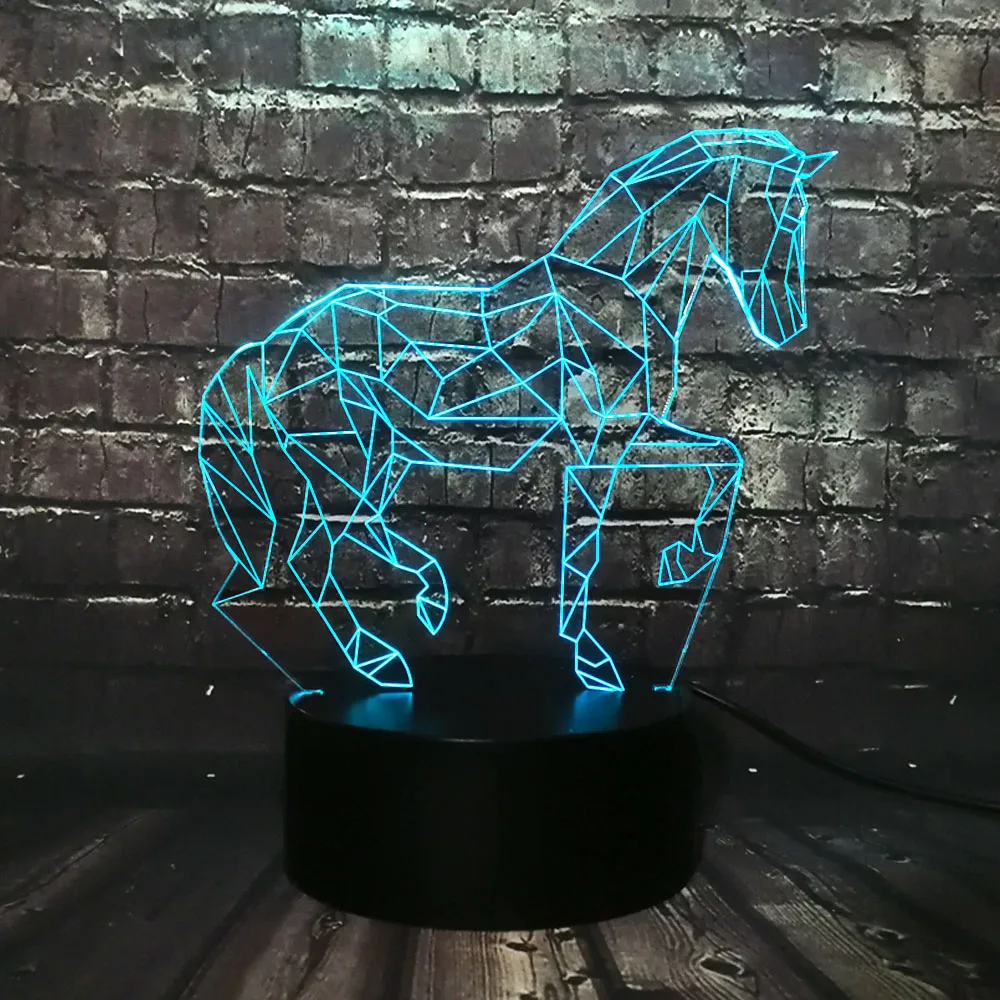 Горячая Распродажа детские игрушки с животными Pentium horse 3D светодиодный USB лампа украшение дома 7 цветов Изменение настроения Электрический ночной Светильник реквизит Gadgt подарок