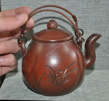 

wedding decoration Chinese Yixing Zisha pottery Hand-carved orchid flower Teapot pot Tea Maker