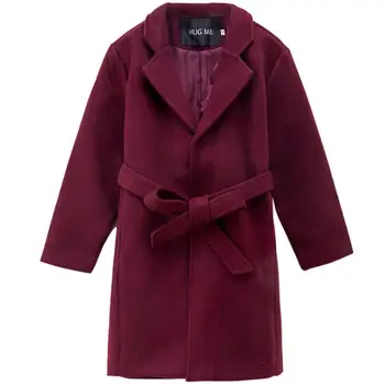 

Autumn winter belted woolen coat baby girl thick long-sleeved warm children's coat
