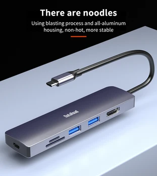 

DataRoad 6 in 1 USB Type C to Multi USB 3.0 HDMI RJ45 SD Adapter Dock For Laptop MacBook Pro USB PD 3.1 Splitter Port OTG