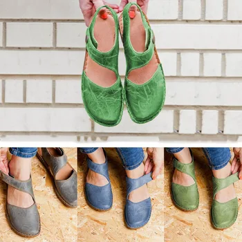 

Summer Round Toe Retro Sandal TPR Thick Bottom Shoes Comfortable Retro Roman Beach Character Shoes Flat heel Sandals Shoes