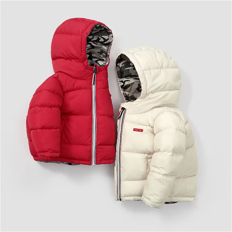 Aitonoble New Kids Down Jacket Reversible Parkas Children Down Coats and Parkas Double Side Wearing Coat