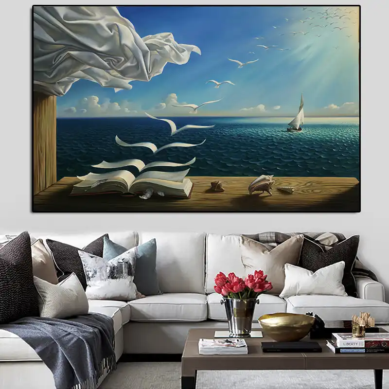 サルバドール ダリのキャンバスアートポスターとプリント波ブックヨットウラジミールによる発見の写真キャンバス絵画日記kush Painting Calligraphy Aliexpress