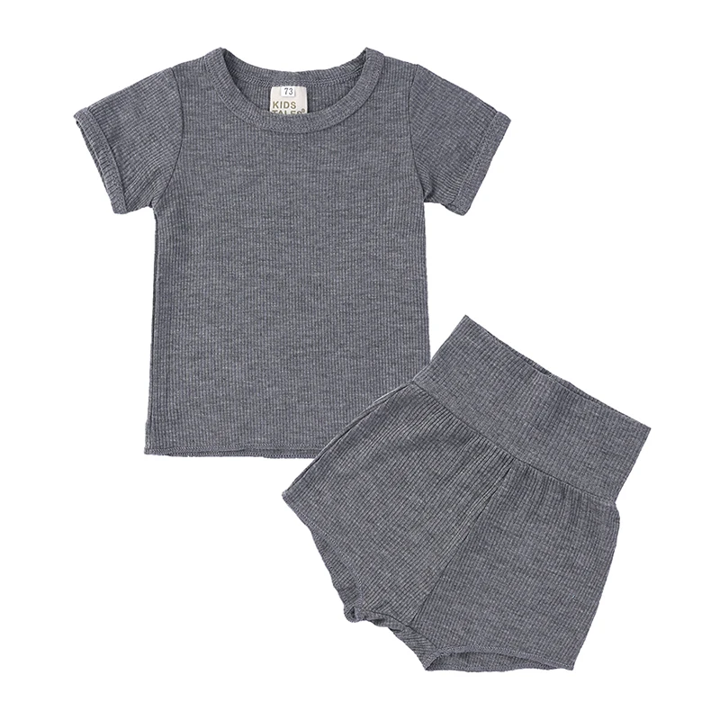 Baby Boy Girl Summer Clothes Set Short Sleeve T-shirt+Shorts 2pcs Newborn Outfits Kids Toddler Pajamas Knitted Infant Tracksuits Baby Clothing Set expensive