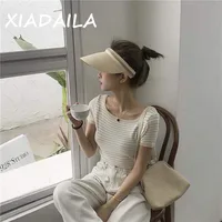2022 hot sale Summer lady Empty Top Sun Visor Hat Summer straw Wide Brim Sun Caps UV Protection Hat For Men And Women Beach hat 2