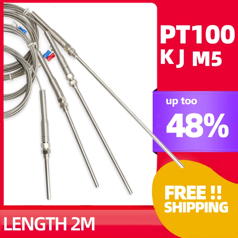 Temperature Sensor 400 800 degree RTD K J PT100 50mm 150mm 100mm 200mm Oven M5 Probe Thermal Thermocouple Industrial