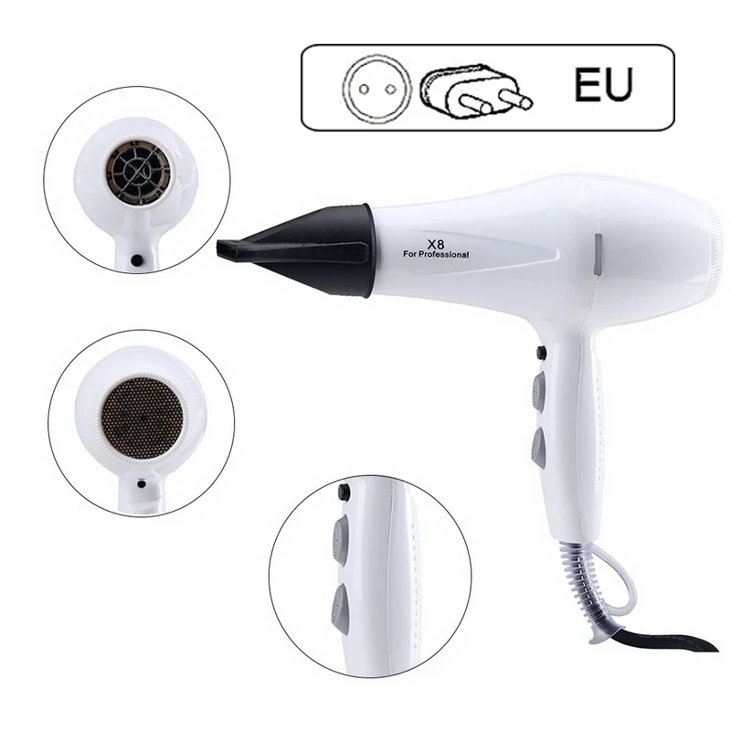 EU Plug 2000W Горячий фен для волос отрицательные ионные волосы фен высокой производительности установка тепла Фены для женщин путешествия волос сушилка - Цвет: EU Plug 2000W