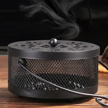 

Hanging mosquito coil box incense burner anti-scald rack metal portable durable classic with handle hollow mosquito coil home ga
