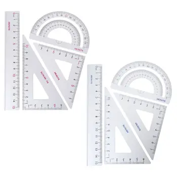 

4Pcs Drawing School Supplies Set Square Triangle Ruler Aluminum Alloy Protractor