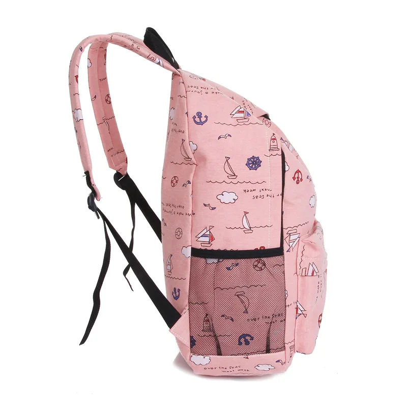 

WOMEN'S Bag New Style Korean-style College Style Canvas Backpack Fashion Small Fresh Middle School Students School Bag Boat Back