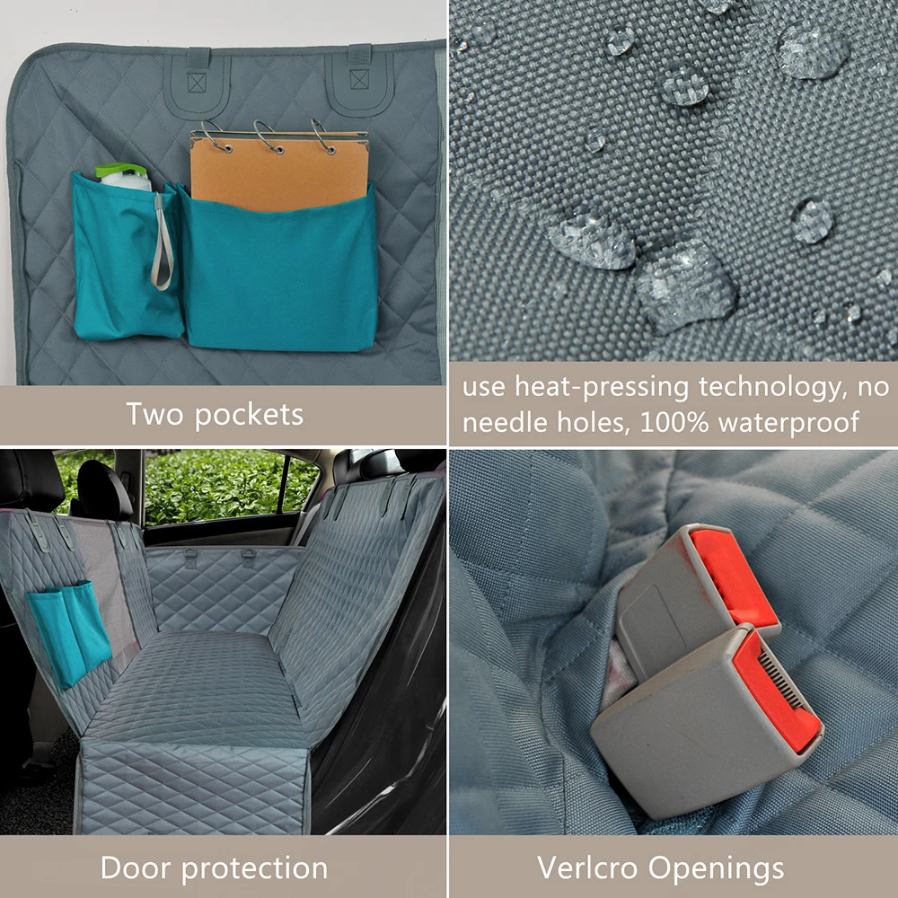 Dog Car Seat Cover 100% Waterproof Pet Dog Travel Mat Mesh Carrier Car Hammock Cushion Protector With Zipper and Pocket