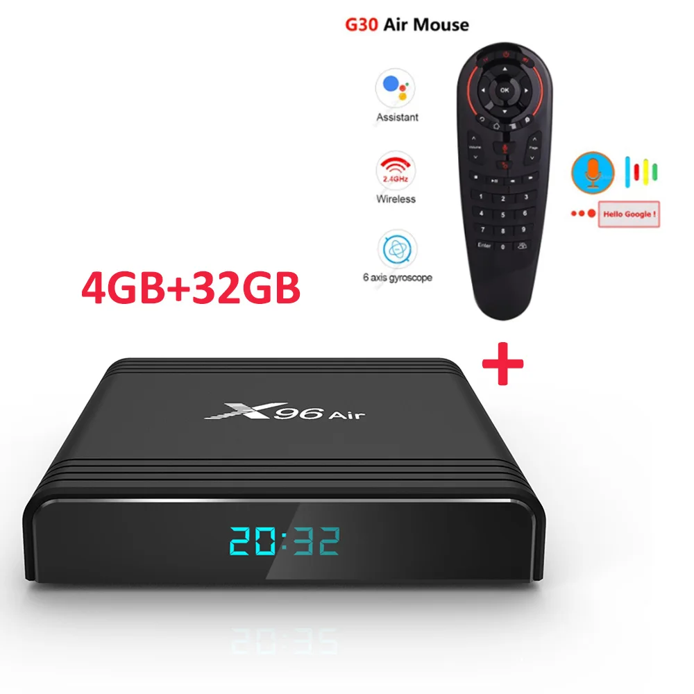 X96 Air Android Tv Box AmlogicS905X3 2GB16GB Android9.0 2,4G/5G wifi LAN100M Netflix 4GB32GB/64GB телеприставка 4K HD медиаплеер - Цвет: 4GB 32GB add G30