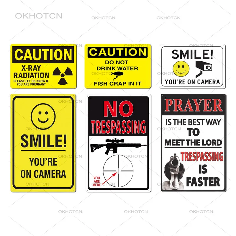 Funny Warning Sign Metal Sign Tin Sign Wall Decor for Man Cave Chicken Coop No Trespassing Sign