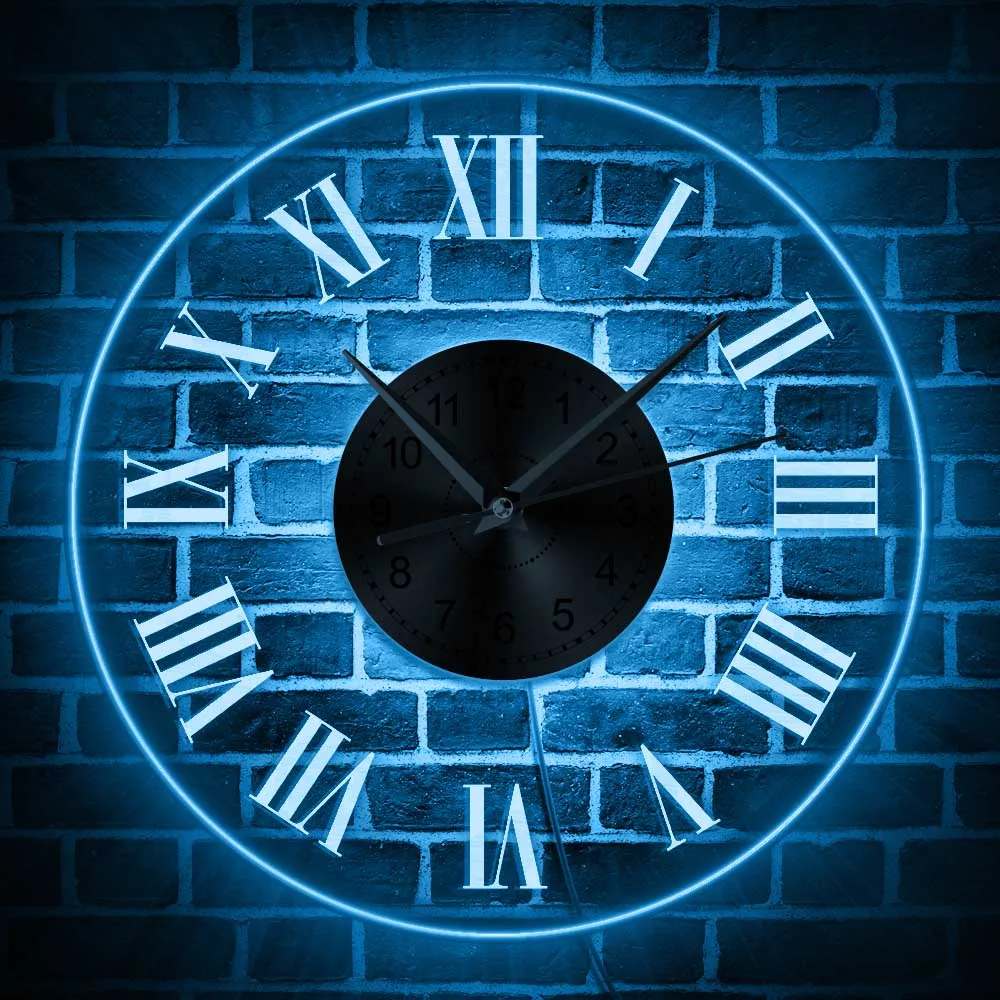 Винтажные римские цифры дизайн с подсветкой акриловый настенные часы светодиодный настенные часы с подсветкой современный ночник римские