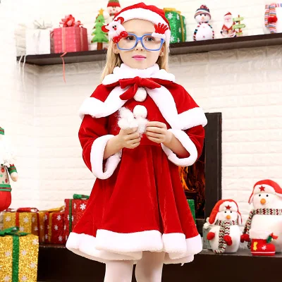 Рождественский костюм Санта-Клауса для малышей возрастом от 3 до 10 лет Детская маскарадная Одежда для мальчиков красное платье с длинными рукавами для девочек милое детское зимнее платье