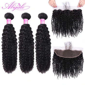 

Abijale Curly Bundles With Closure Indian Hair Bundles With Frontal Human Hair Bundles With Closure Remy