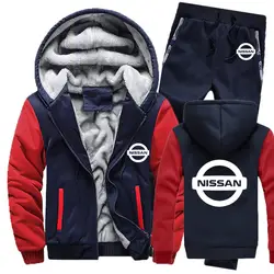 Толстовки для мужчин с логотипом автомобиля Nissan, мужские толстовки с капюшоном, костюм зимний толстый теплый флис, хлопковый спортивный