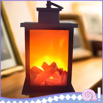 

Simulation Charcoal Flame Wind Lamp With Rings LED Fireplace Lantern Flameless Log Fire Effect Vintage Lamp Christmas Home Decor