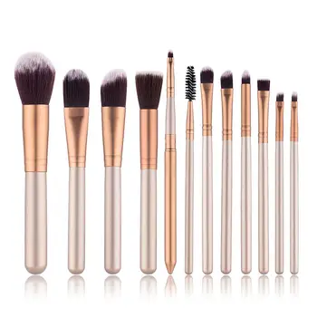 

12 Pcs Coffee Gold Makeup brushes set Makeup Tools Wooden Handle Makeup Brush Powder Base Powder Paint Set Tools 30p