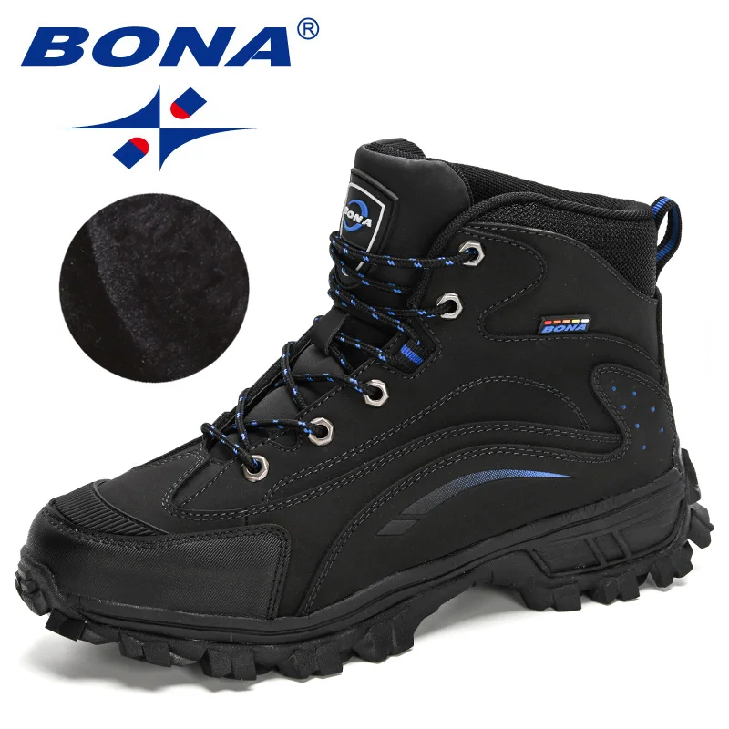 BONA 2020 New Designers Nubuck Snow Boots Warm Plush Boots Men Ankle Boot Outdoor Non-Slip Winter Footwear Masculino Comfortable