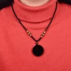 Natural Black Obsidian Stone Pendant Round Pendant Necklaces For Women Men Personalized Customization Fashion Jewelry 5