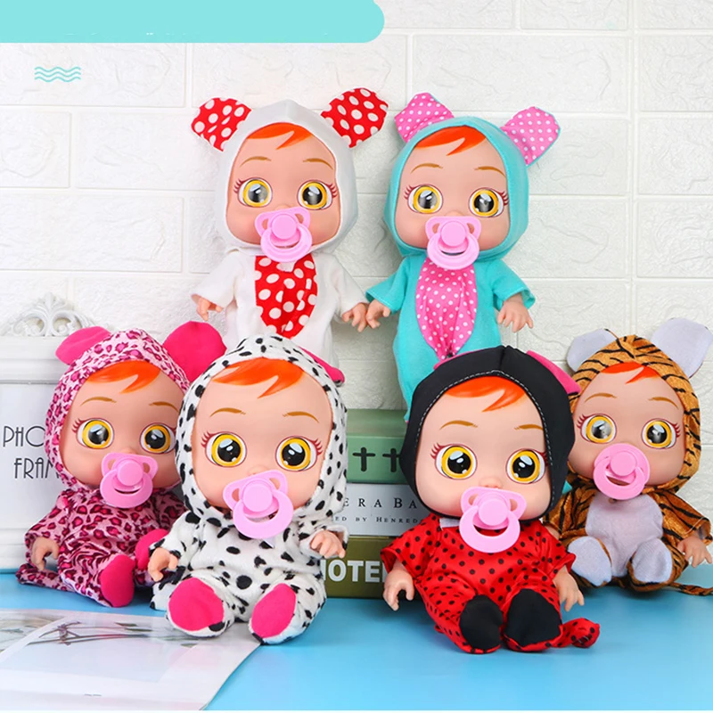 Cute Baby Dolls With Tears Pacifier Feeder Toys Cartoon Animal Electric Doll 8inch/10inch Bebe Reborn Dolls Toys For Girls Gifts