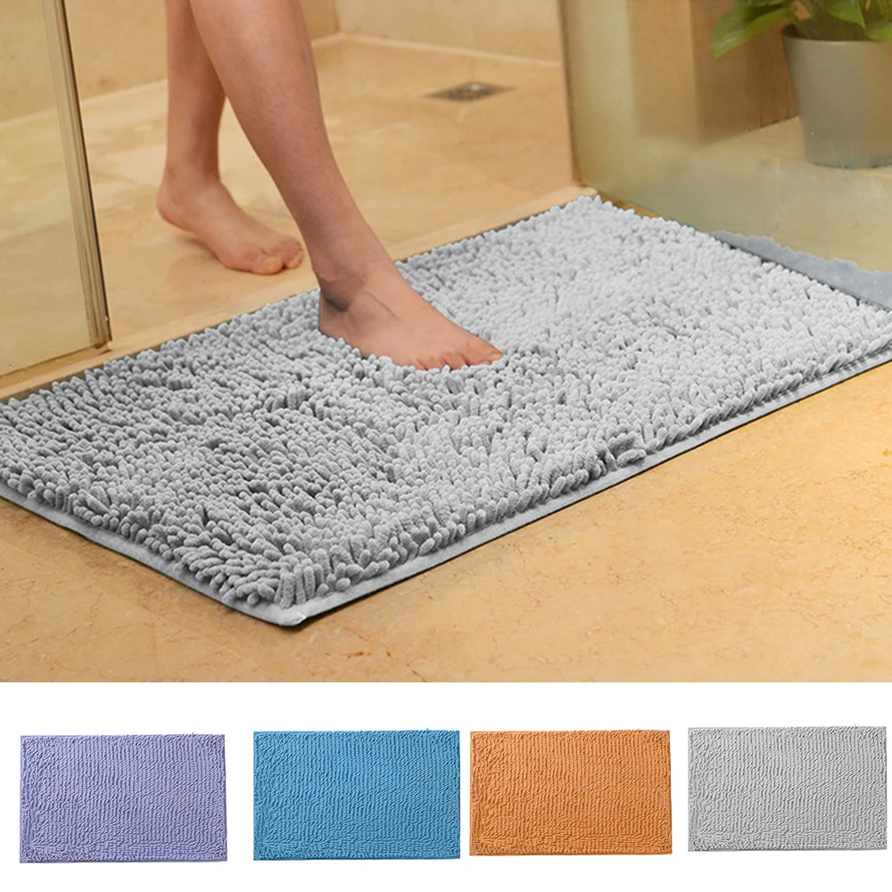 Bath Mat Shaggy Microfiber Soft Bathroom Shower Rug Non Slip Backing 4 Colours 2019 New Mat Aliexpress
