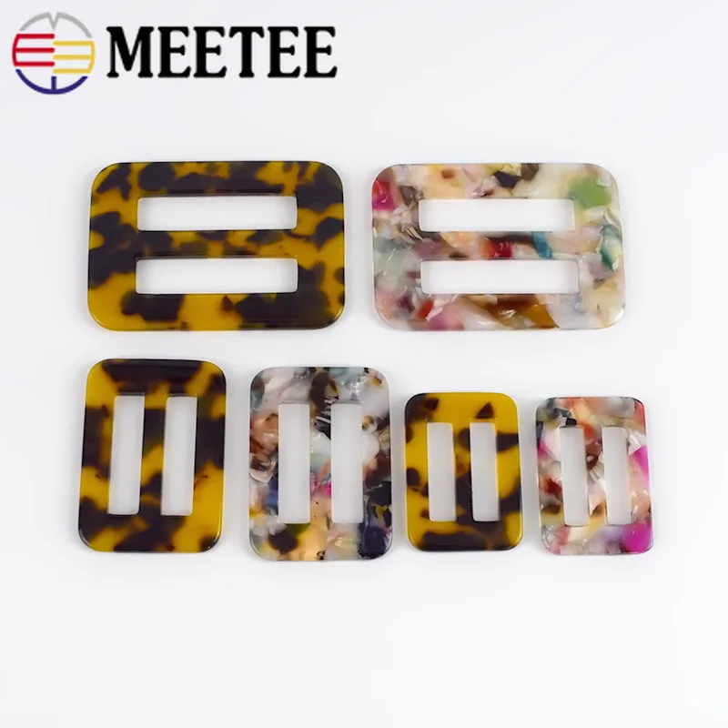 

Meetee 5pc 17/21/25/35mm Resin Tri-Glide Buckle Fashion Leopard Belt Buckles for Coat Scarf Decor Buckle DIY Garment Accessories