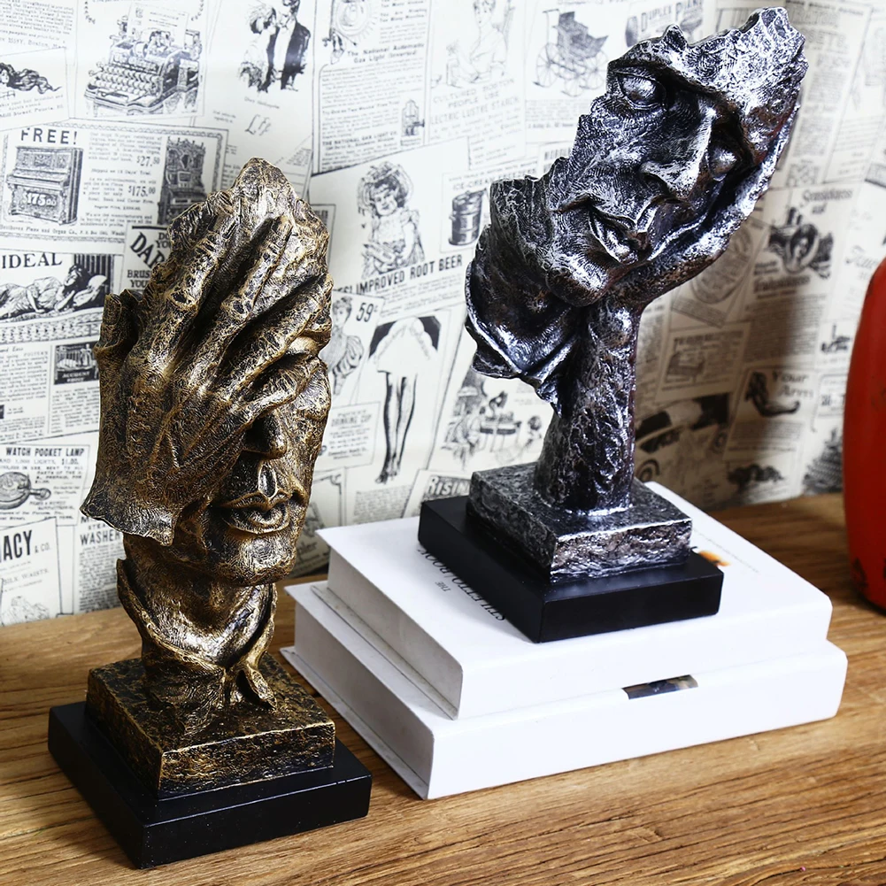 Resin Silence Is Gold Abstract Modern Sculpture Art Sculpture Statues Decoration Craft Figurine Ornament Home Office Decor