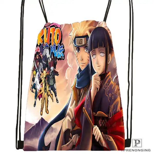 Drawstring Backpack Стикеры с Наруто мешок на шнурках с картинками из мультфильма сумка милый рюкзак для детей(черная спинка) 31x40 см#180612-02-27 - Цвет: Drawstring Backpack