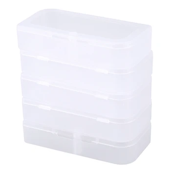 

5 Pcs Clear Plastic Earphone Storage Case Box Holder Container