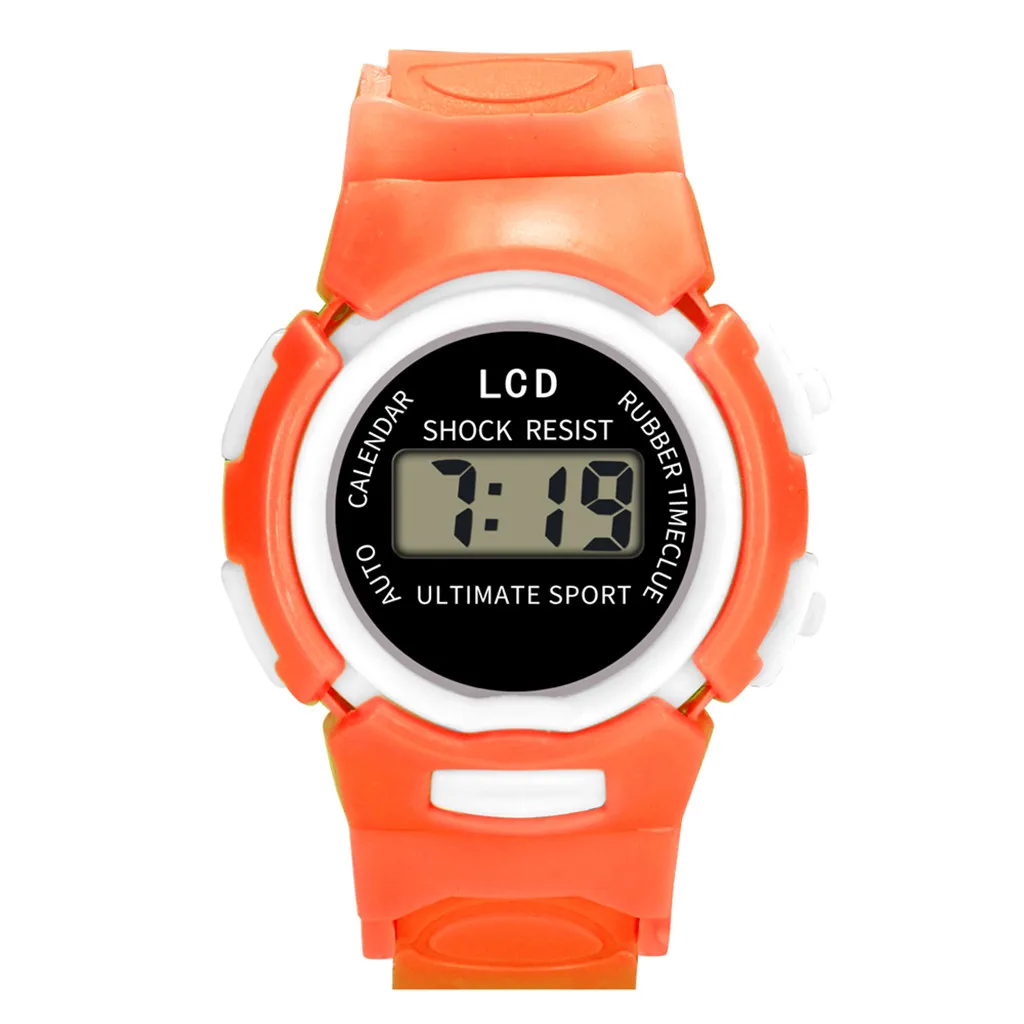 New children's outdoor Baby Boy Girl Alarm Analog Digital Multifunction Sport LED waterproof kid Wrist Watch Clock W50 - Цвет: Orange