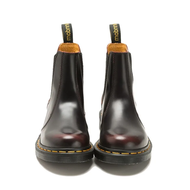 2020 Модные женские ботинки «Челси» в британском стиле; обувь без застежки; обувь на толстой платформе; ботильоны из натуральной коровьей кож...