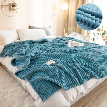 

Soft Warm Fleece Blanket Winter Sheet Bedspread Sofa Throw Solid Color Flannel Blanket On the Bed Thickness Throw Blanket