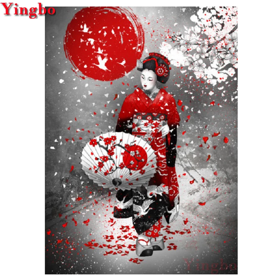 

Rhinestones Embroidery 5D DIY Diamond Painting Japanese Woman Cross Stitch Mosaic Handicrafts Home Decor Gift Wall Arts Decor
