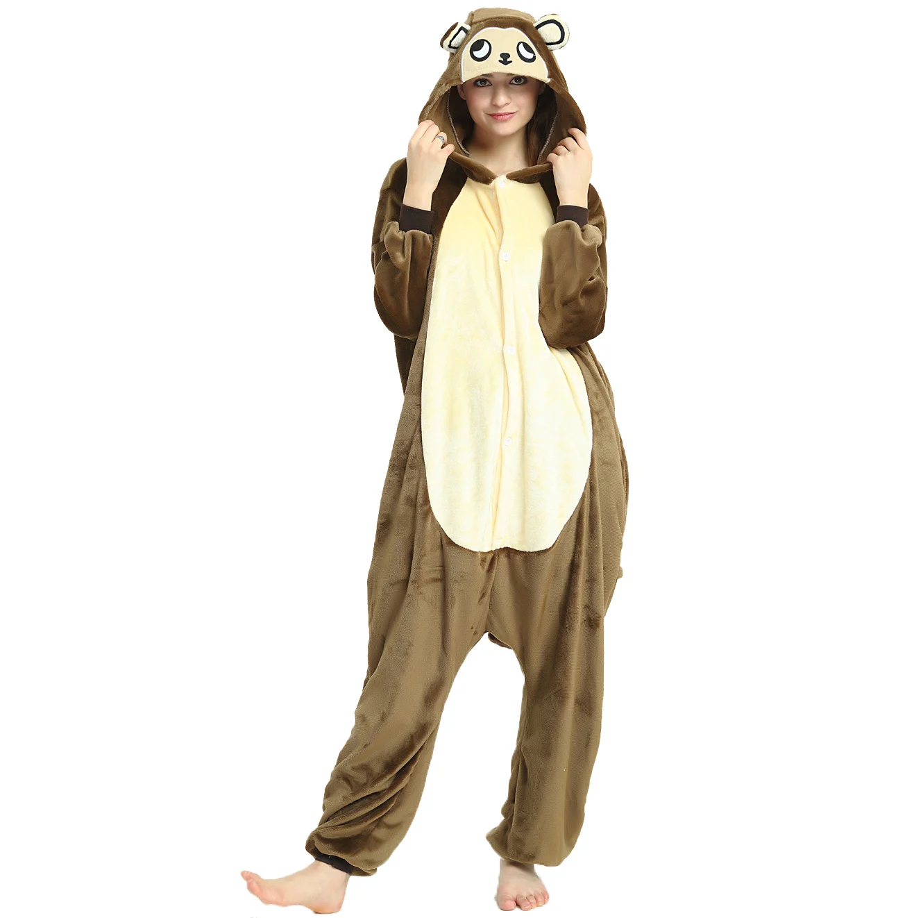 Winter Women Men Unisex Adult Cute Cartoon Monkey Onesies Animal ...