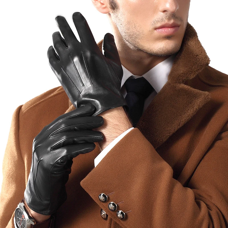 

Real Leather Gloves Male Spring Autumn Thin Sheepskin Gloves Man Business Casual Leather Gloves Free Shipping TE3863-56