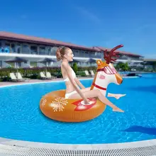

80%HOTCute PVC Anti-slip Elk Shape Inflatable Floats Snow Sled Ring for Outdoor