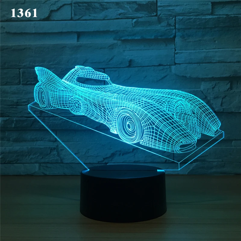 67 3D ночник модель гоночной машины светодиодный ночник супер SportsCar пони автомобиль акриловая детская USB атмосфера домашний декор настольная лампа - Испускаемый цвет: 67