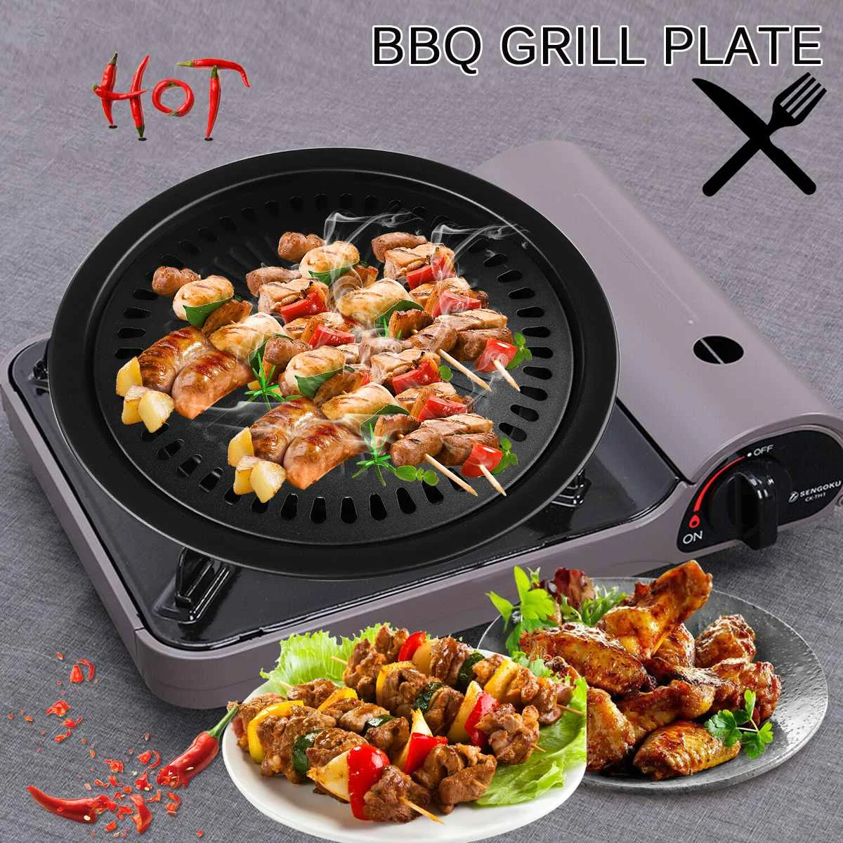Griglia Barbecue Coreana 30 Cm Antiaderente - In Lega Alluminio, Per Carne E Verdure - Foto 9