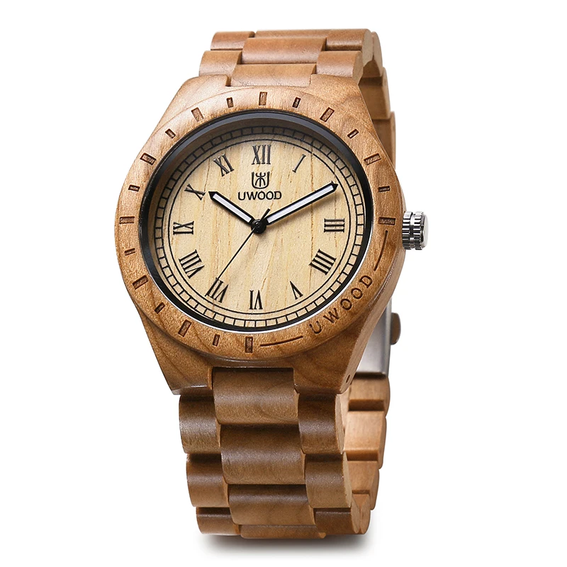 Hot Seller Wood Watch UWOOD Sandal Wood Fashion Men Students Retro Bangle Wood Bracelet Wristwatches For Men Relogio Masculino 6