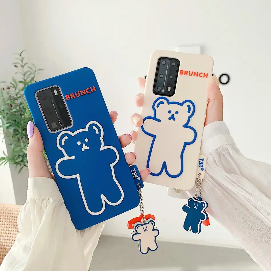 電話huawei社p40 P30プロメイト30プロシリコーンケースかわいいクマhuawei社p40 Liteノヴァ7 6 Se 5名誉30 30s V30 電話用緩衝材 Aliexpress