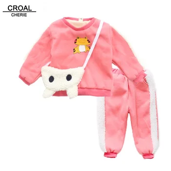 

CROAL CHERIE Winter Baby Boys Girl Clothes Cotton Fleece Sweatershirt + Pants + Bag Children's Clothing Sets Baby Girls Clothes