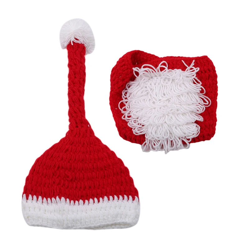 Christmas Baby Crochet Hats Cap+Pant Christmas Baby Clothing Set Knitting Cute Hat Suit Children Newborn Baby Photography Props