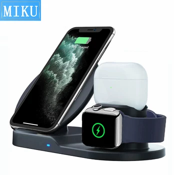 

3 in 1 Charger Stand for iPhone 11 8 X XR XS 10W Qi Fast Wireless Charging Dock Station For Apple Watch 5 4 3 2 Airpods Pro