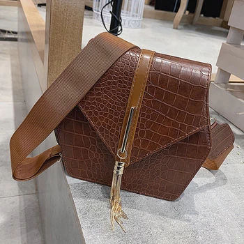 

Vintage Alligator Chic Tassel Flap Luxury Handbags Women Bags Designer Shoulder Messenger Clutch Bag Purses Crossbody Pack 2020