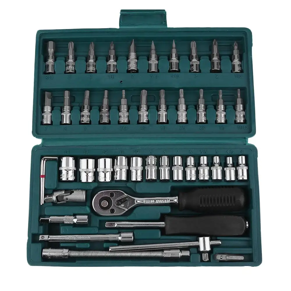 

2019NEW Professional 46 PCS Combination Socket Set Ratchet Torque Wrench Auto Repair Hand Tools Auto Sleeve Combination Tool