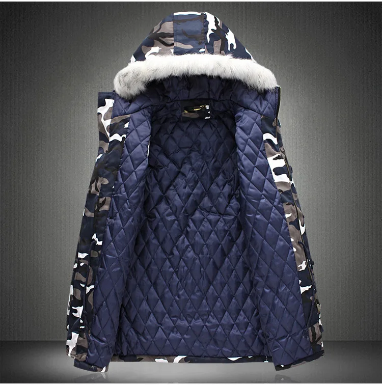 2019 Новый брендовый зимний, мужской, плотный Камуфляжный жакет, Мужская парка, Мужская парка с капюшоном, куртка, Мужское пальто в стиле