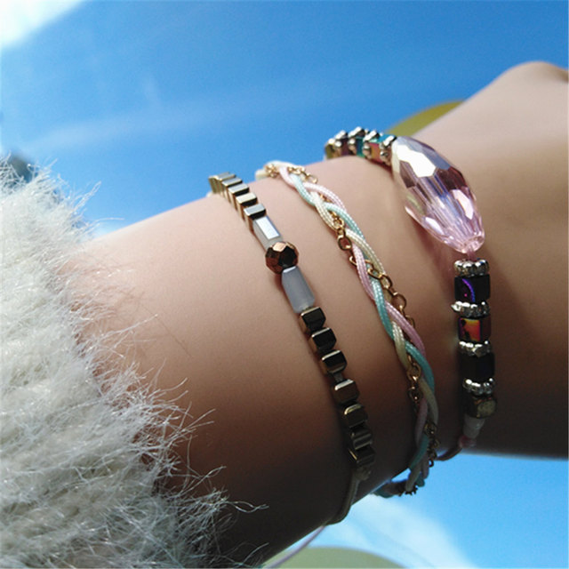 Crystal Bowknot Girl Shell Beads Anklets Fashion Summer Beach Bow Jewelry Charm Bracelets For Women Female Jewelry Gift