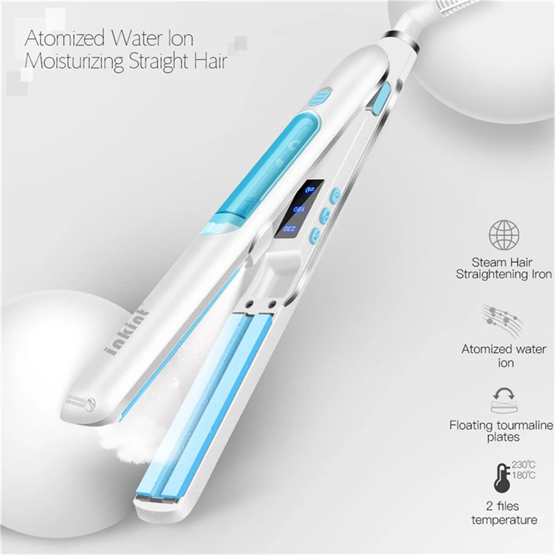 

Spray Vapor Professional Hair Curler Straightener Steam Function Flat Iron Straightening Irons with Floating Heating Plates